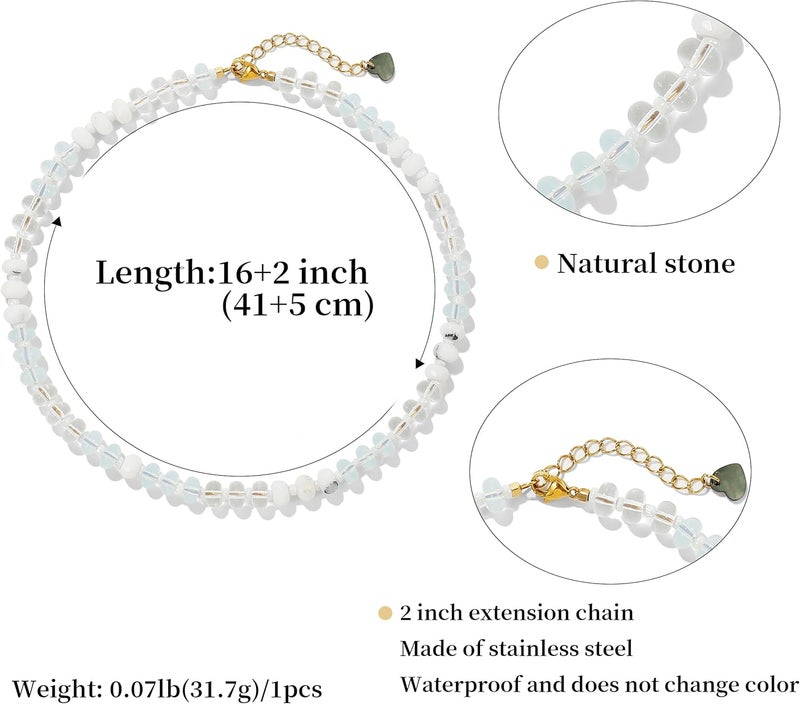 Badu Gemstone Beaded Necklace for Women Colorful Natural Stone Freshwater Pearl Surfer Beach Rainbow Necklace Jewelry Gift - Image 2